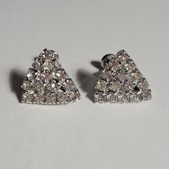 Vintage Rhinestone Hollywood Screw Back Earrings - Picture 6 of 8